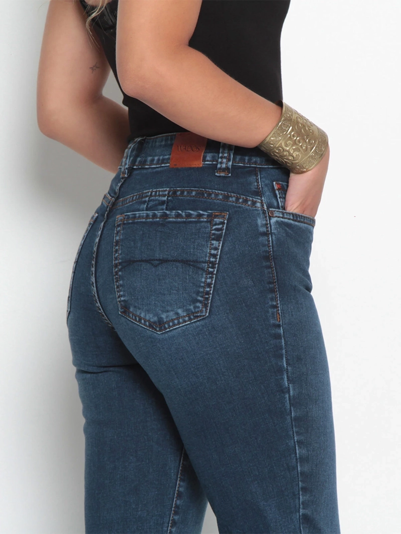 JEANS MUJER WADOS ALGODÓN RECTO TIRO ALTO PUSH UP - 5