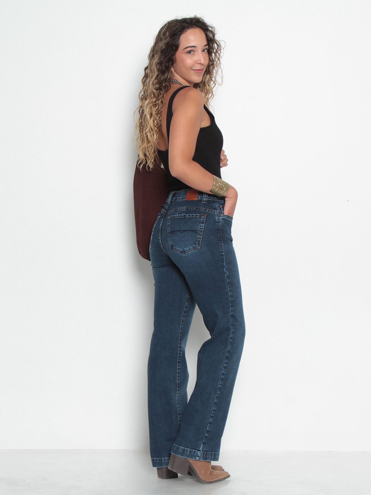 JEANS MUJER WADOS ALGODÓN RECTO TIRO ALTO PUSH UP - 3