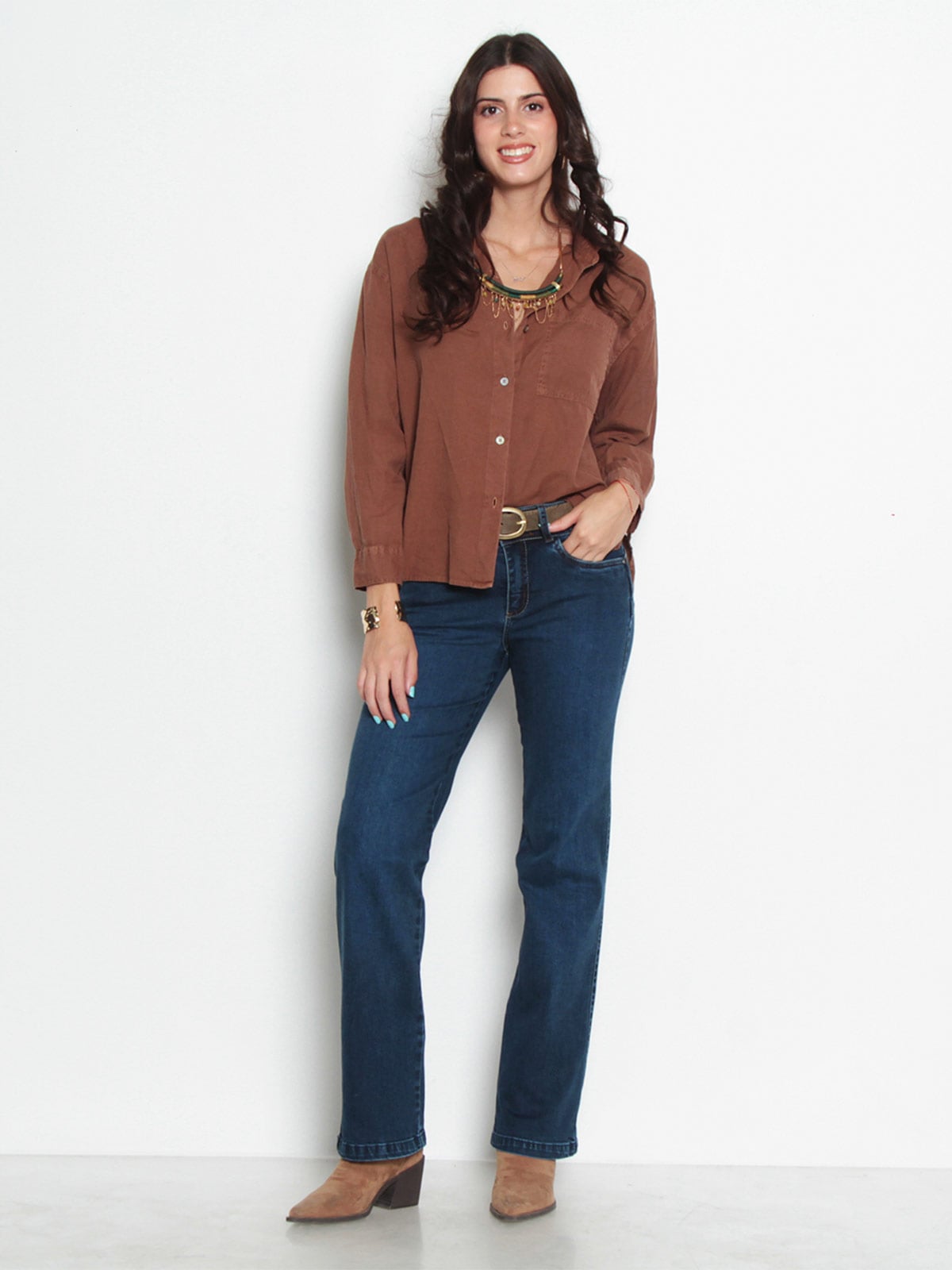 JEANS MUJER WADOS ALGODÓN RECTO TIRO MEDIO PUSH UP - 1