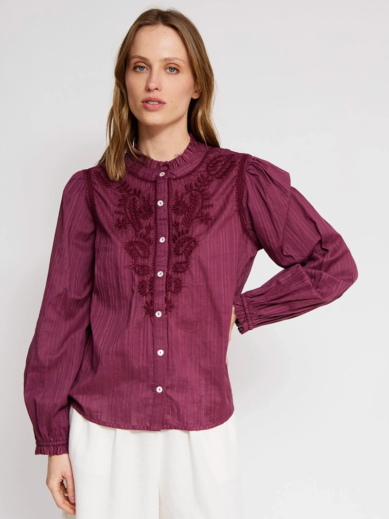 BLUSA MUJER TATIENNE ALGODÓN MANGA LARGA BORDADA - 2