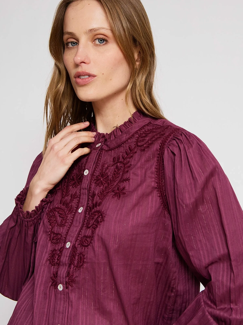 BLUSA MUJER TATIENNE ALGODÓN MANGA LARGA BORDADA - 4