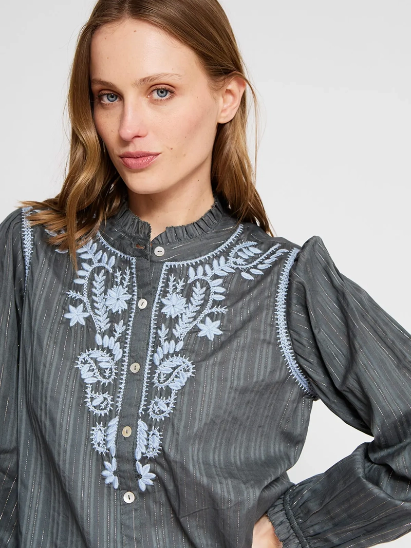 BLUSA MUJER TATIENNE ALGODÓN MANGA LARGA BORDADA - 4