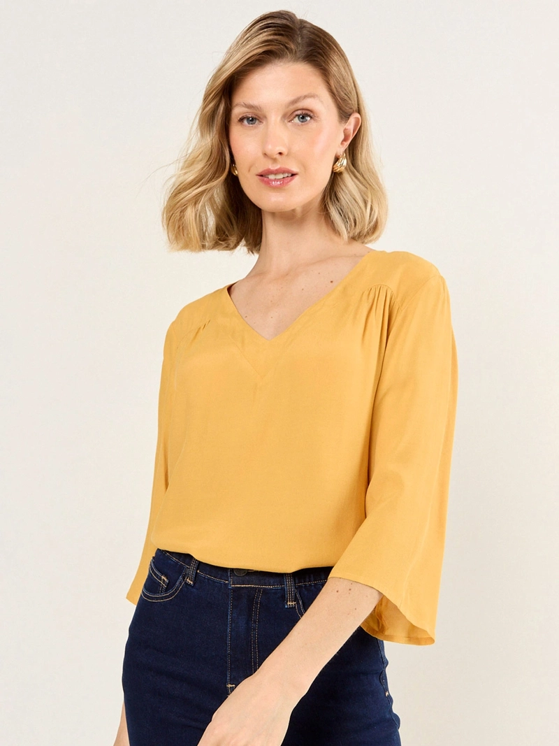 BLUSA MUJER MA GRIFFE ESCOTE EN V MANGA 3/4 - 3