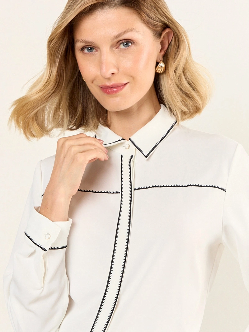 BLUSA MUJER MA GRIFFE MANGA LARGA CAMISERA BORDADO CONTRATONO - 5