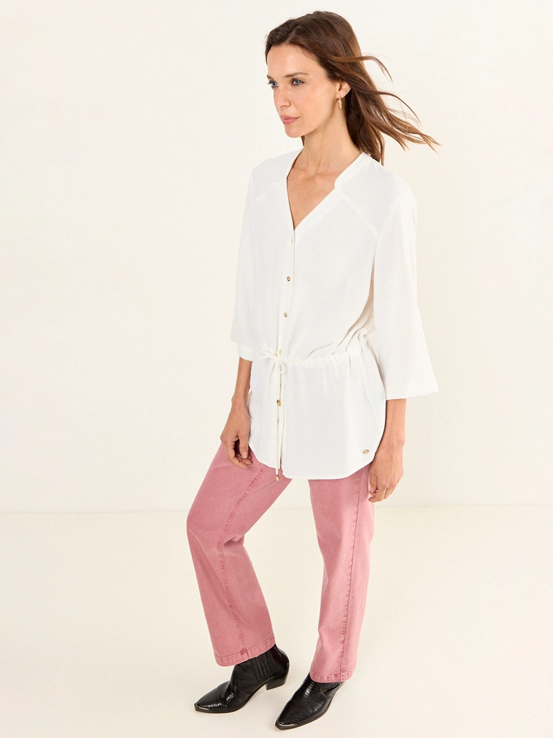 BLUSA MUJER MA GRIFFE CUELLO MAO LAZO AJUSTABLE - 2