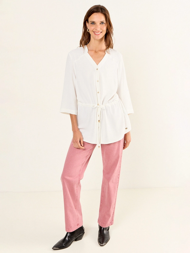 BLUSA MUJER MA GRIFFE CUELLO MAO LAZO AJUSTABLE - 1