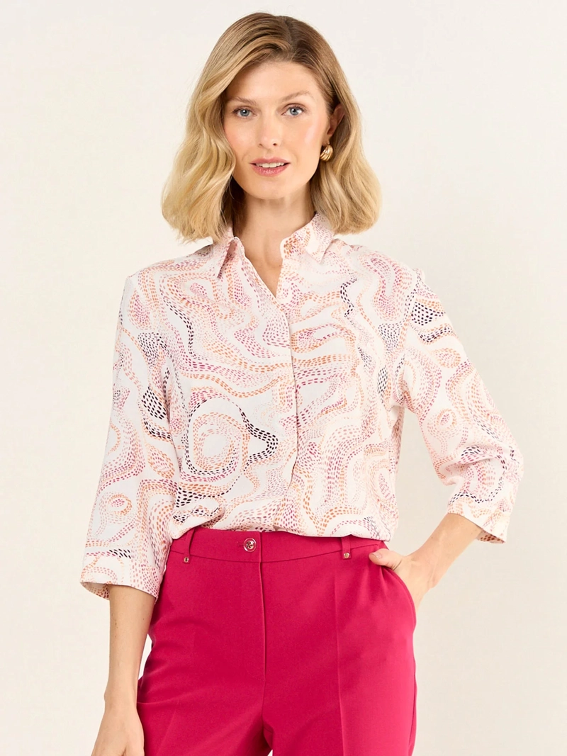 BLUSA MUJER MA GRIFFE CUELLO CAMISERO MANGA 3/4 ESTAMPADO ABSTRACTO - 3