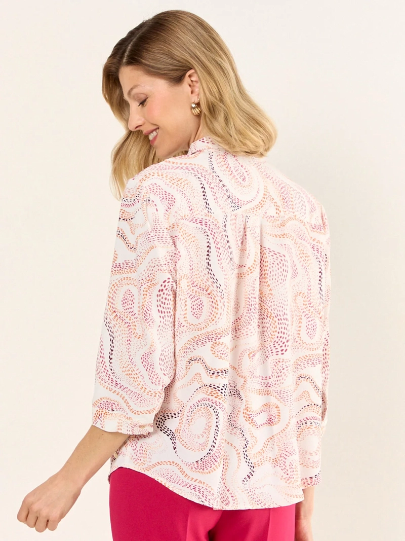 BLUSA MUJER MA GRIFFE CUELLO CAMISERO MANGA 3/4 ESTAMPADO ABSTRACTO - 4