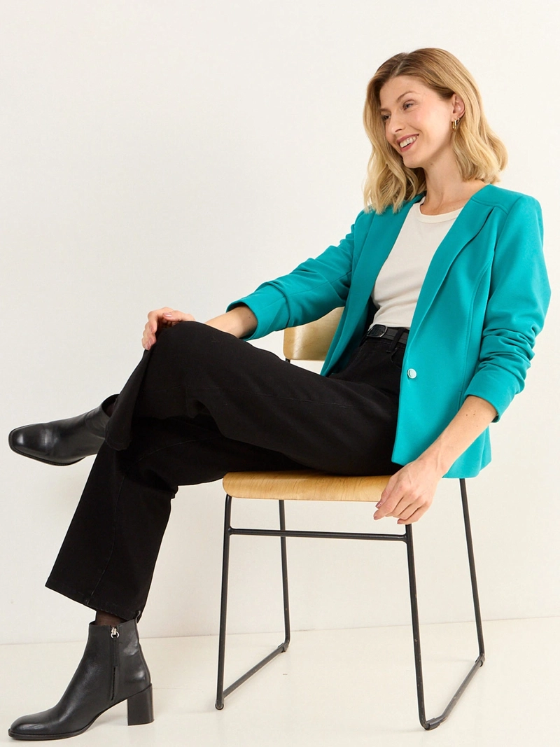 MA GRIFFE BLAZER MUJER MA GRIFFE MANGA LARGA ABOTONADO BOLSILLOS