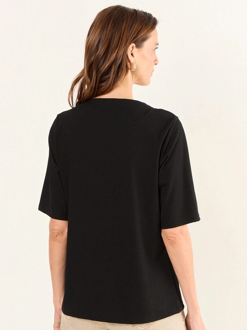 POLERA MUJER MA GRIFFE ESCOTE EN V RIB ACANALADO - 4