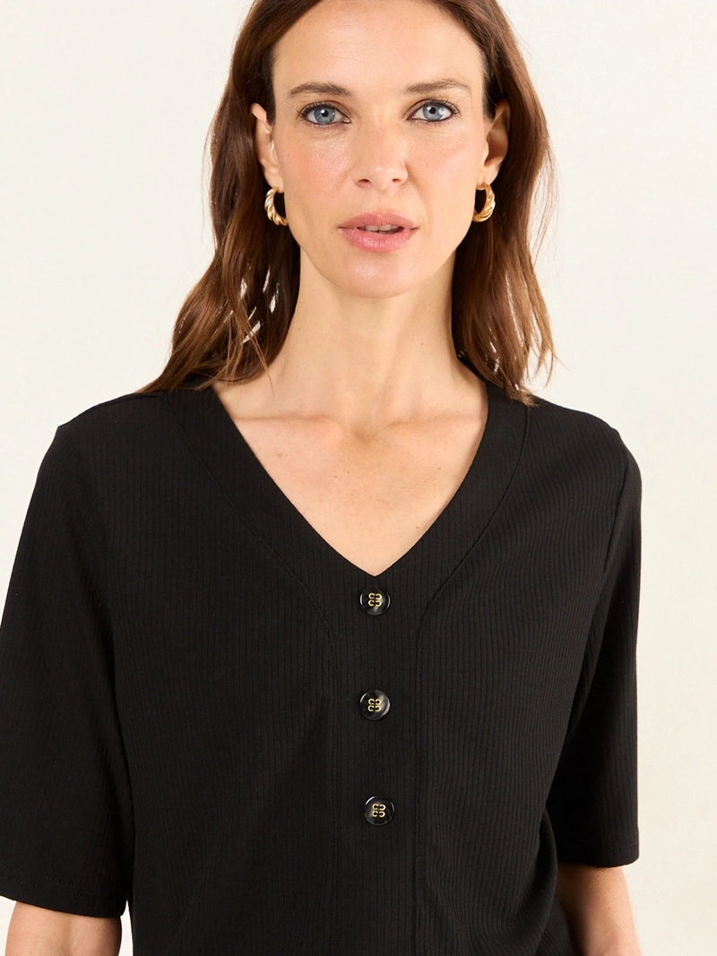 POLERA MUJER MA GRIFFE ESCOTE EN V RIB ACANALADO - 5