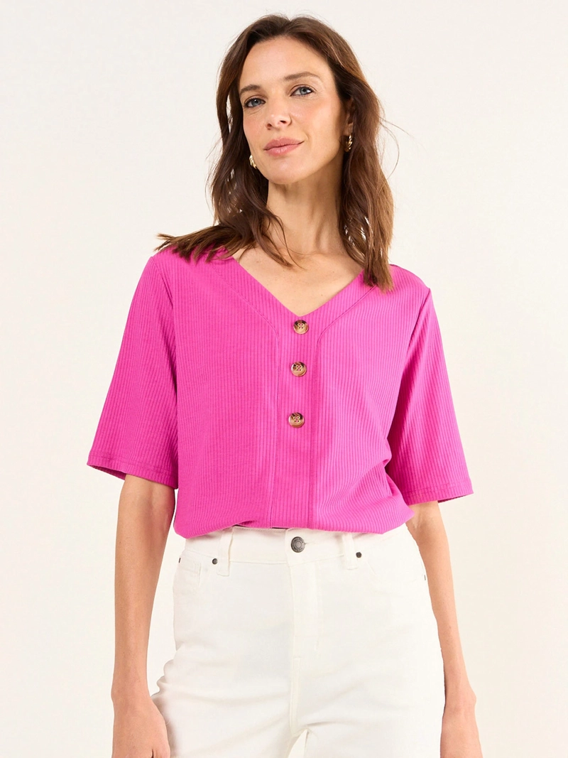 POLERA MUJER MA GRIFFE ESCOTE EN V RIB ACANALADO - 3