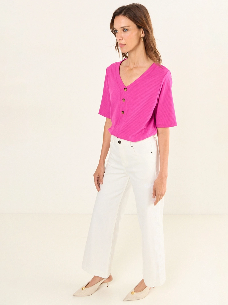 POLERA MUJER MA GRIFFE ESCOTE EN V RIB ACANALADO - 2