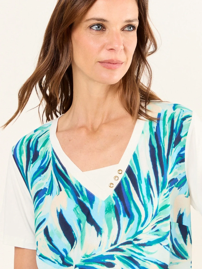 POLERA MUJER MA GRIFFE ESCOTE EN V MANGA CORTA - 5
