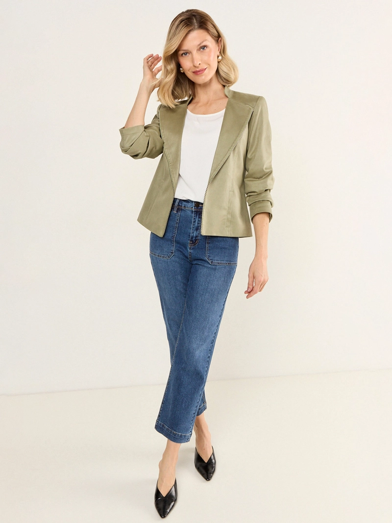 CHAQUETA MUJER MA GRIFFE CUELLO MAO ABIERTA - 1
