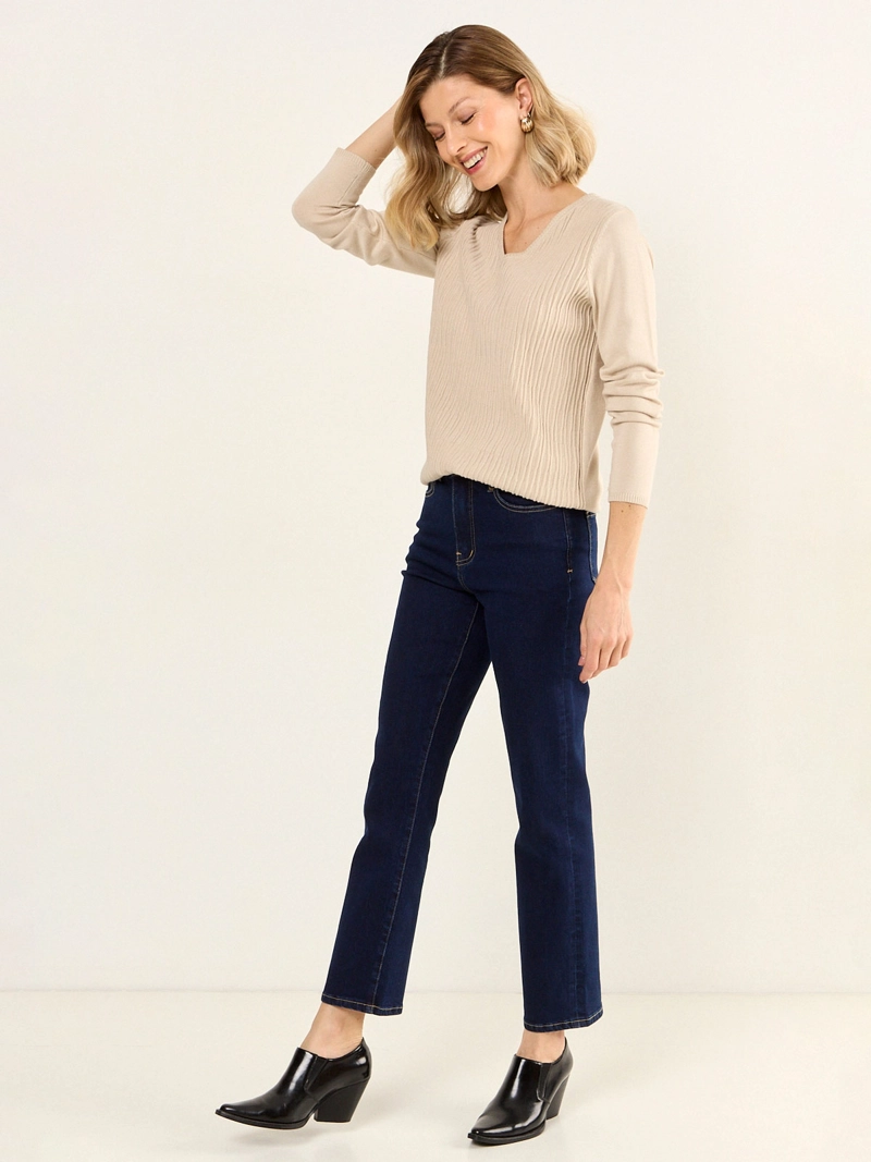 SWEATER MUJER MA GRIFFE ESCOTE EN V TEXTURA - 2