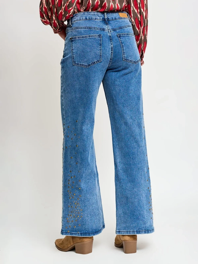 JEANS MUJER TATIENNE ALGODÓN REGULAR TACHAS - 3