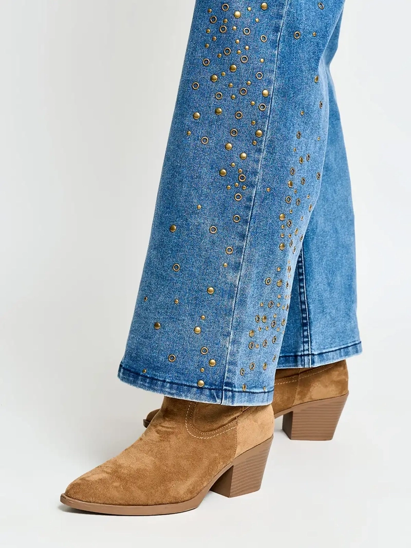 JEANS MUJER TATIENNE ALGODÓN REGULAR TACHAS - 4