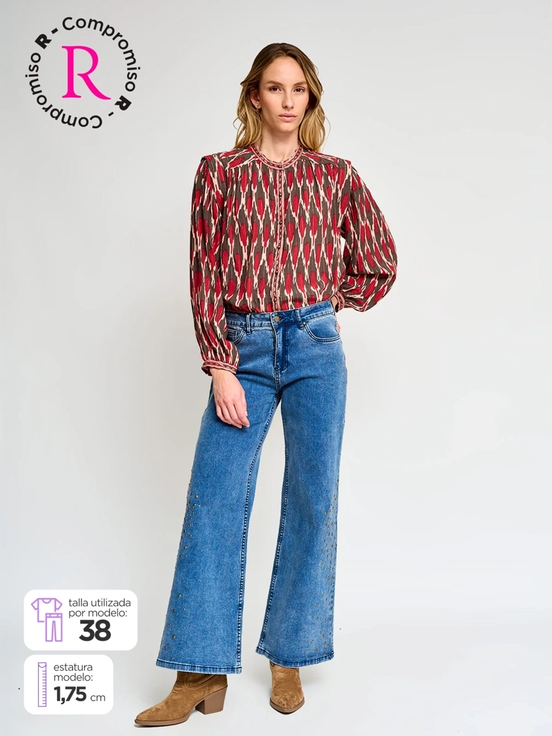 JEANS MUJER TATIENNE ALGODÓN REGULAR TACHAS - 1