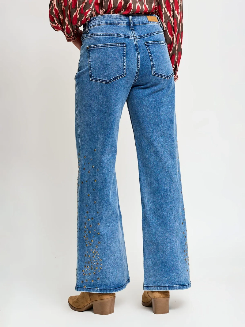 JEANS MUJER TATIENNE ALGODÓN REGULAR TACHAS - 3