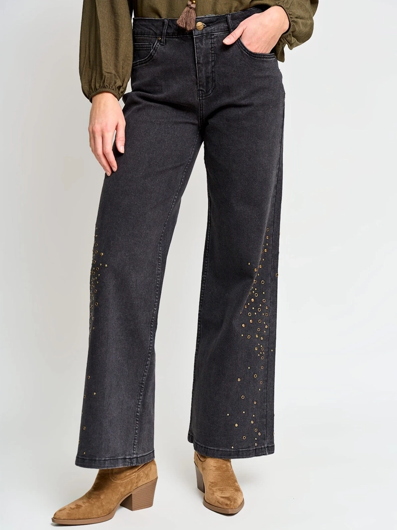 JEANS MUJER TATIENNE ALGODÓN REGULAR TACHAS - 2