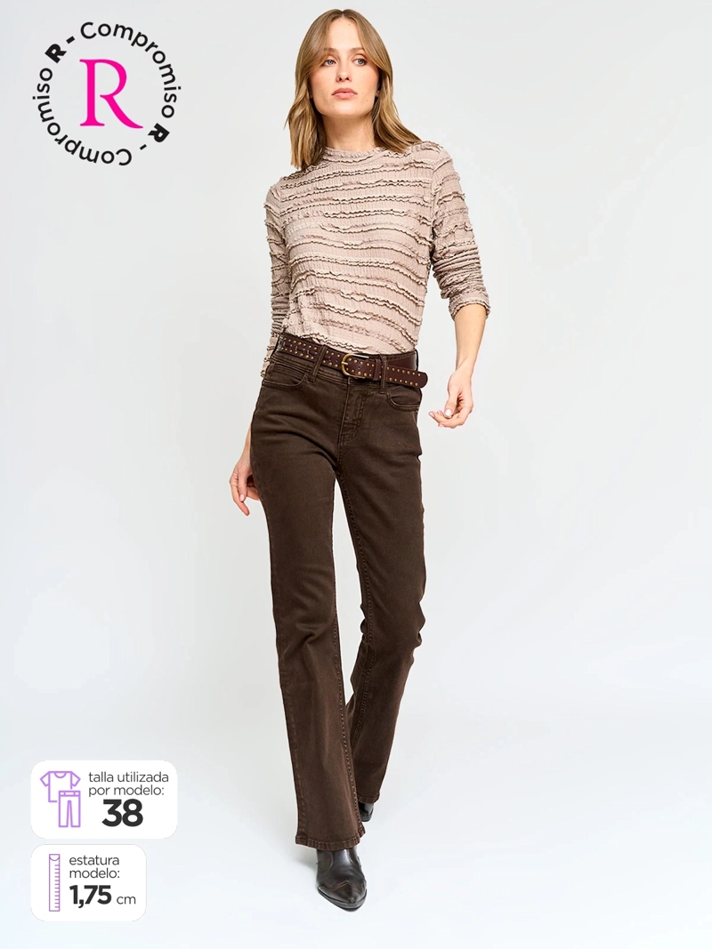 PANTALÓN MUJER TATIENNE ALGODÓN FLARE CINTURÓN - 1