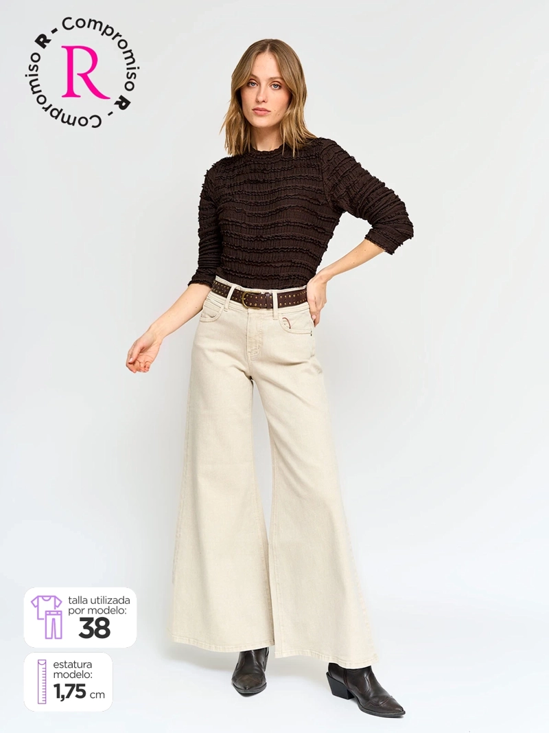 PANTALÓN MUJER TATIENNE ALGODÓN WIDE LEG CINTURÓN - 1