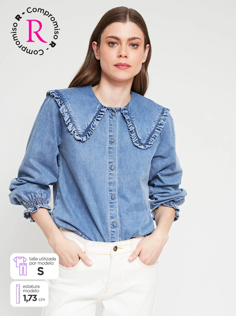BLUSA MUJER REGATTA ALGODÓN CUELLO MAO MANGA LARGA - 1