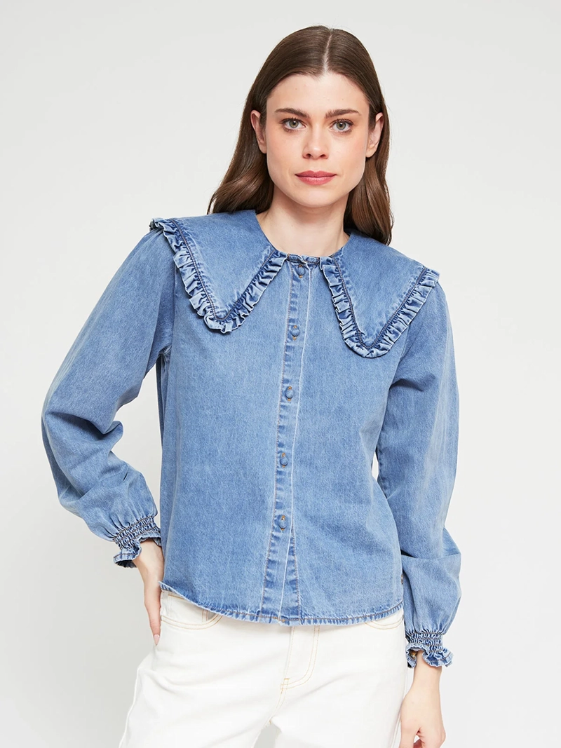 BLUSA MUJER REGATTA ALGODÓN CUELLO MAO MANGA LARGA - 2