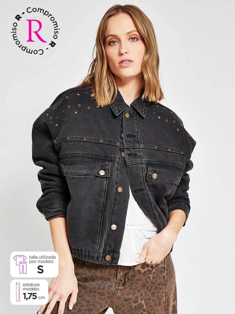 CHAQUETA MUJER TATIENNE ALGODÓN DENIM TACHAS - 1