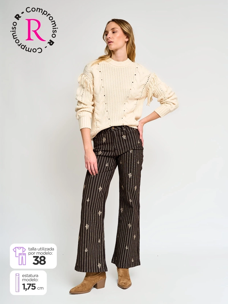 PANTALÓN MUJER TATIENNE ALGODÓN FLARE BORDADO - 1