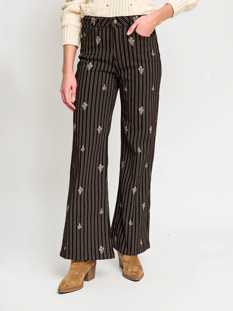 PANTALÓN MUJER TATIENNE ALGODÓN FLARE BORDADO - 2