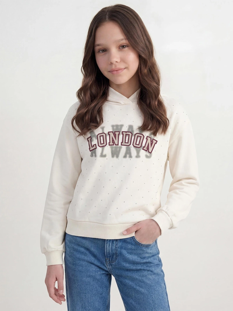 POLERÓN NIÑA INDEX TEEN CAPUCHA OVERSIZE BRILLOS - 1