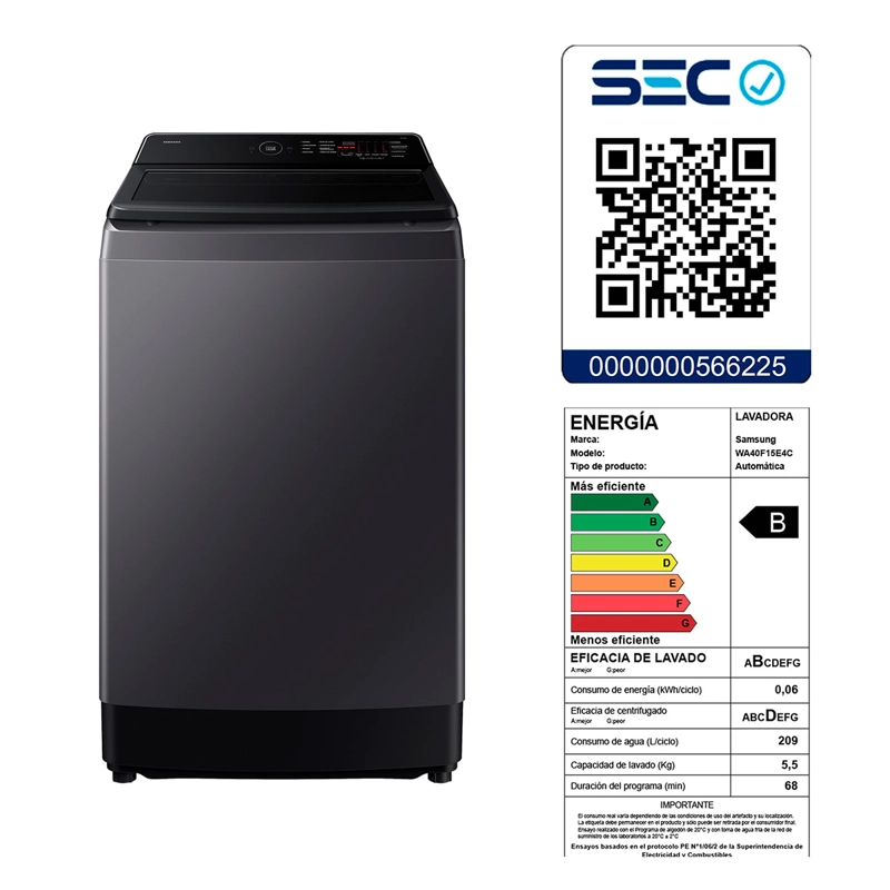 LAVADORA CARGA SUPERIOR SAMSUNG WA40F15E4CZS 15KG GRAFITO - 10