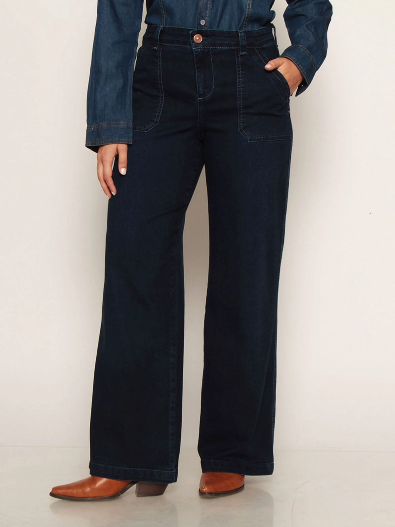 JEANS MUJER WADOS ALGODÓN RECTO CARGO TIRO ALTO - 2