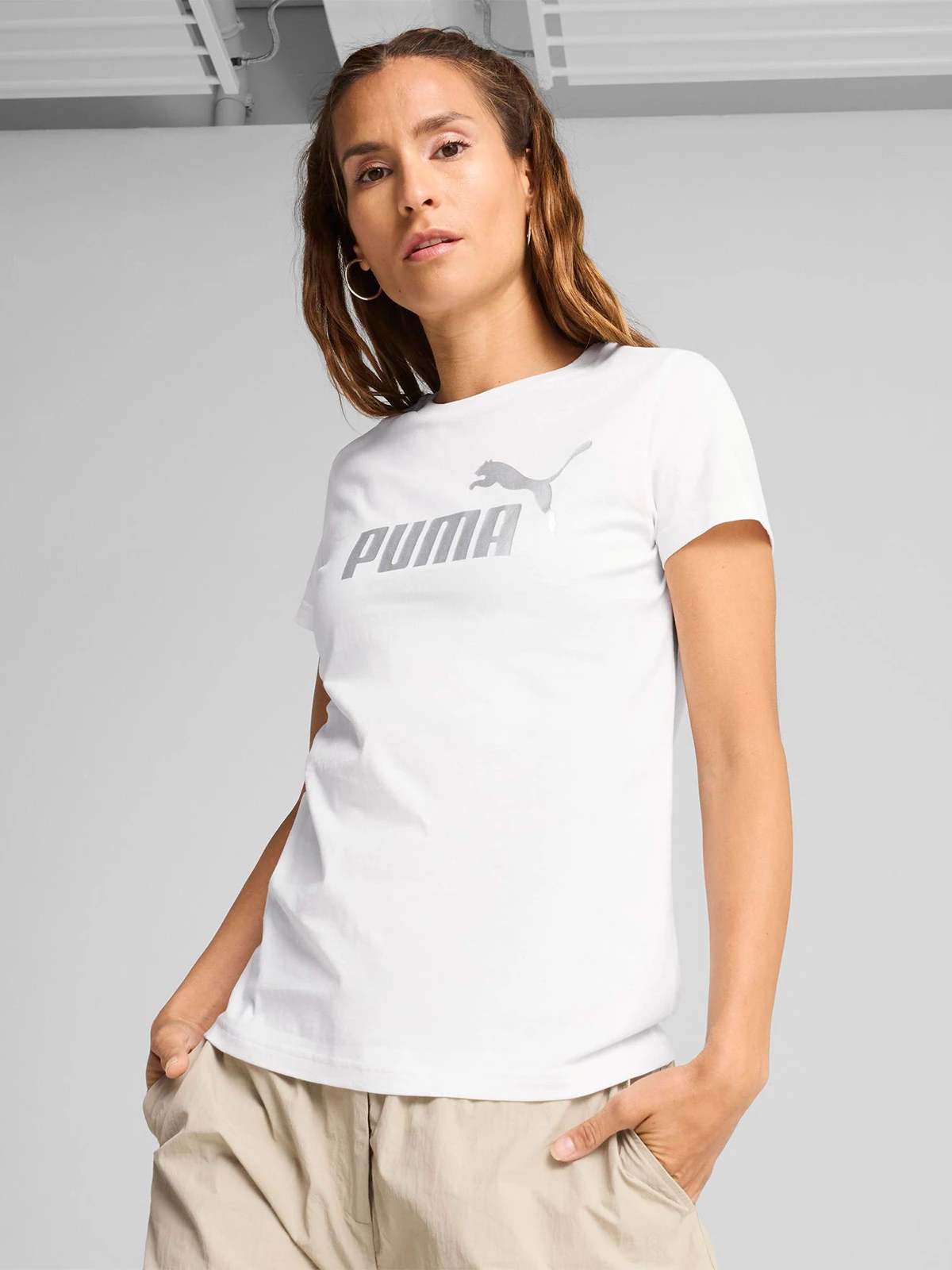 PUMA POLERA MUJER PUMA ALGODÓN METALLIC LOGO MANGA CORTA