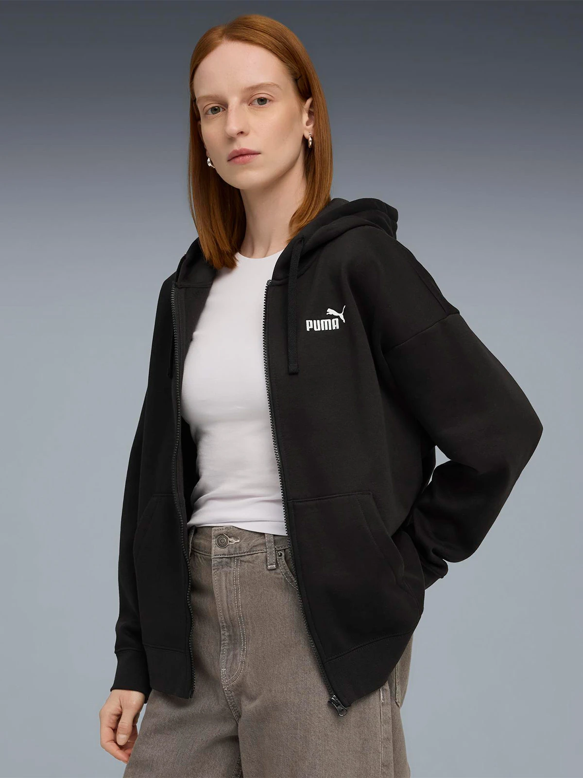PUMA POLERON MUJER PUMA ALGODÓN CON GORRO Y CIERRE
