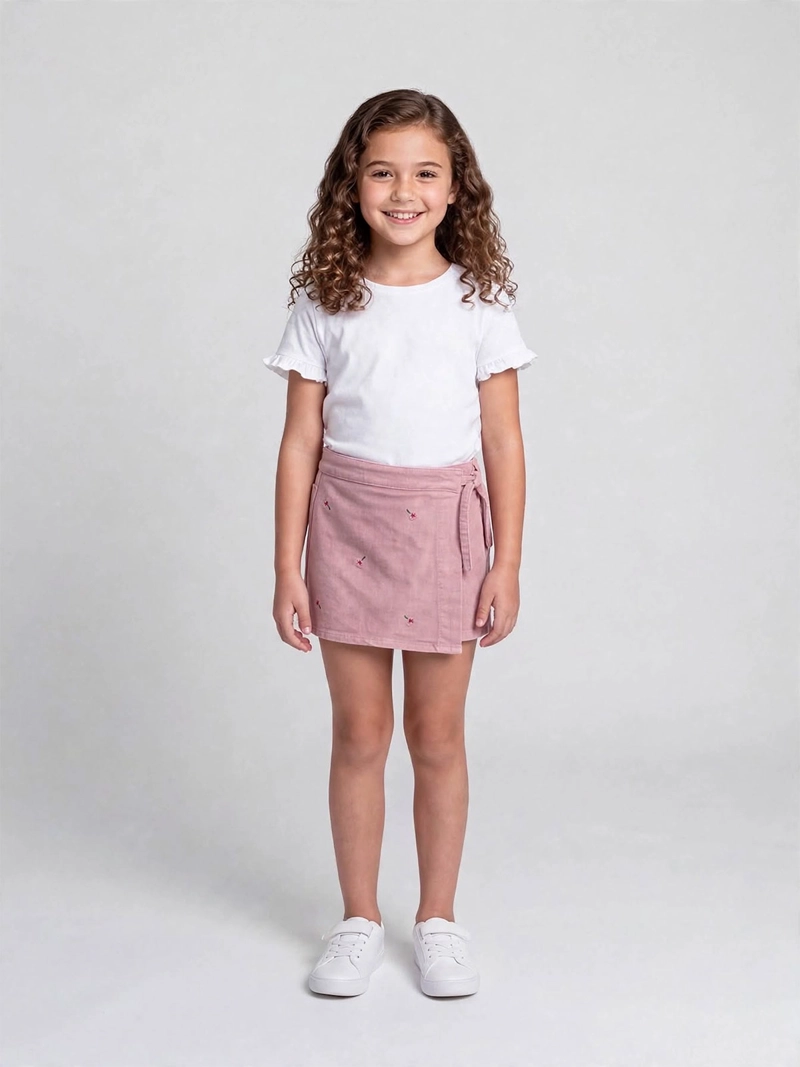 FALDA SHORT NIÑA HARVEST ALGODÓN BORDADA - 1