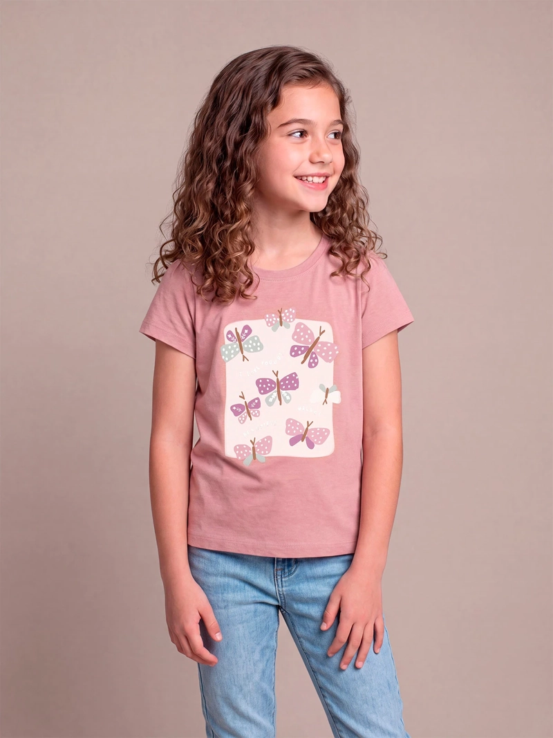 POLERA NIÑA HARVEST ALGODÓN MANGA CORTA PRINT