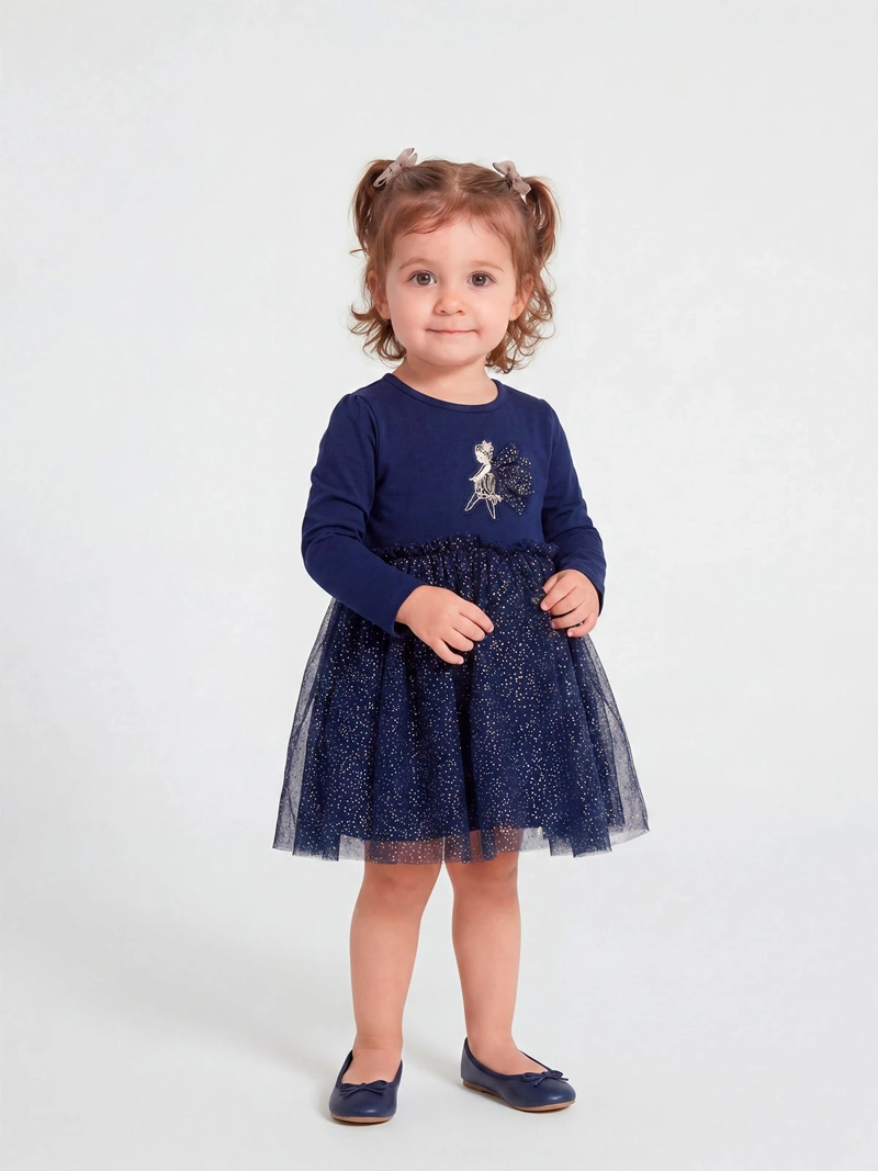 VESTIDO NIÑA BABY HARVEST ALGODÓN TUL BRILLO - 1