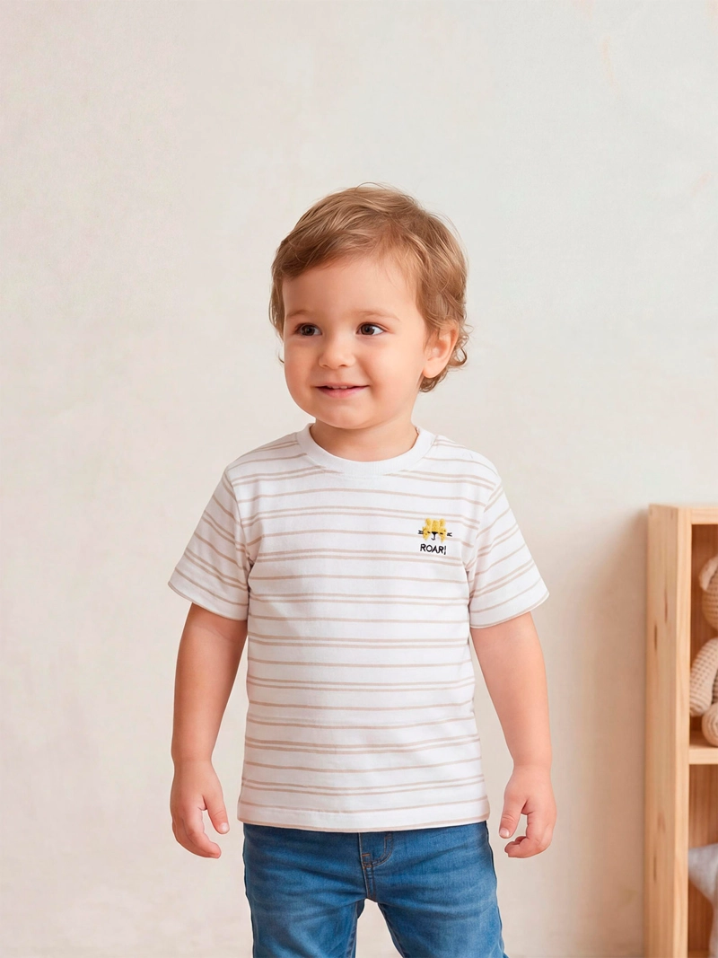 POLERA NIÑO BABY HARVEST ALGODÓN MANGA CORTA RAYAS - 1