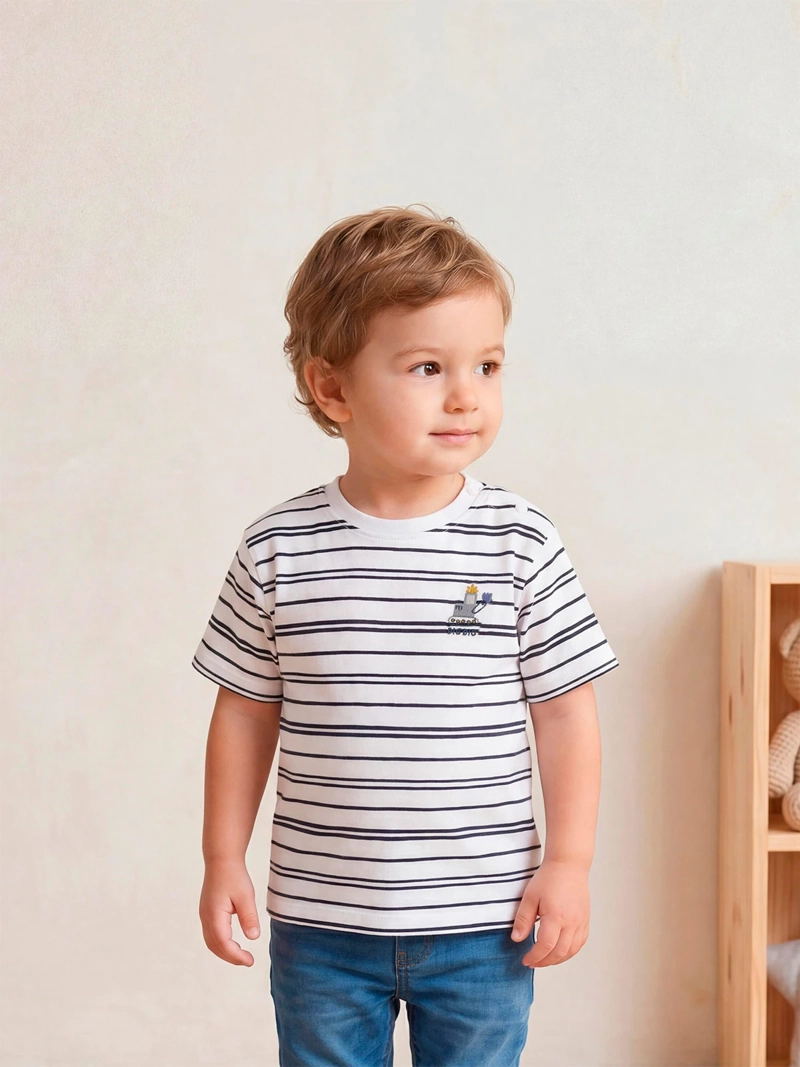 POLERA NIÑO BABY HARVEST ALGODÓN MANGA CORTA RAYAS