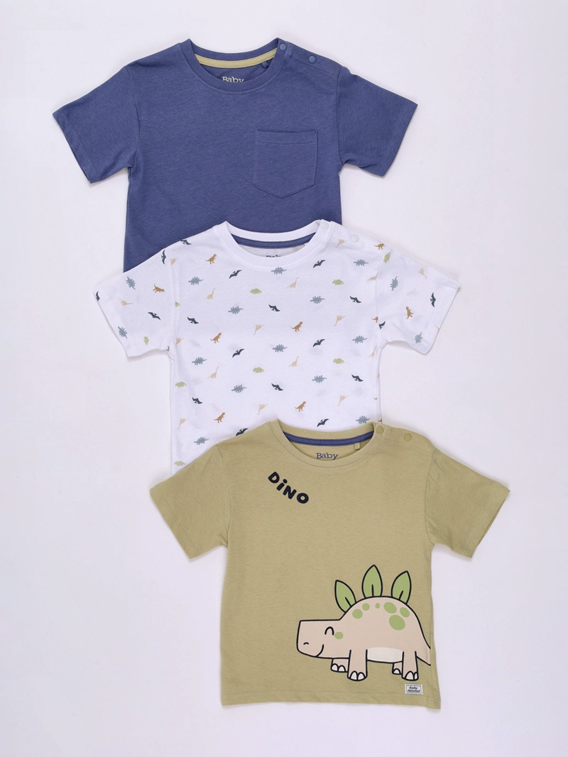 PACK X3 POLERAS BEBÉ NIÑO BABY HARVEST MANGA CORTA ALGODÓN