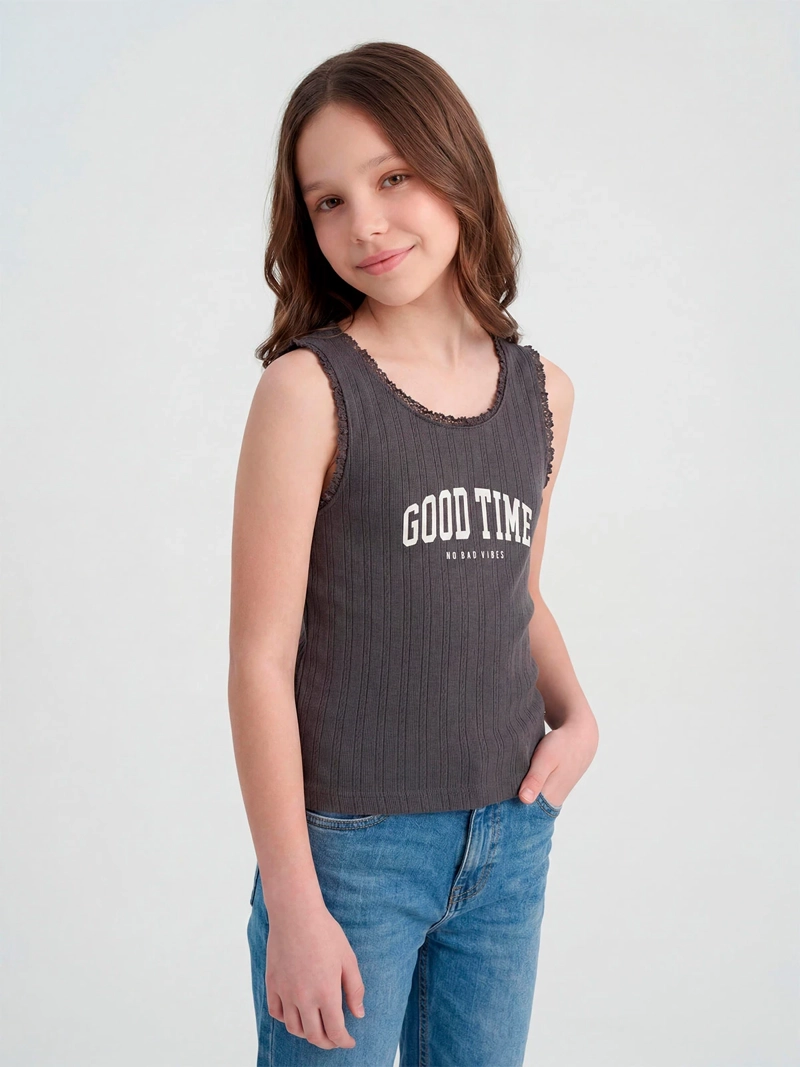 POLERA NIÑA INDEX TEEN ALGODÓN SIN MANGAS RIB - 1