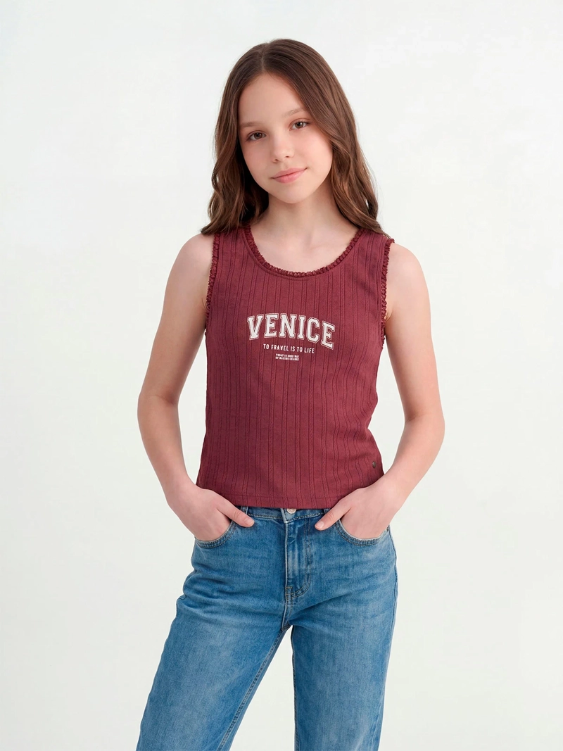 POLERA NIÑA INDEX TEEN ALGODÓN SIN MANGAS RIB - 1