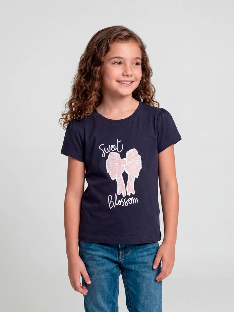 POLERA NIÑA HARVEST ALGODÓN MANGA CORTA PRINT - 1