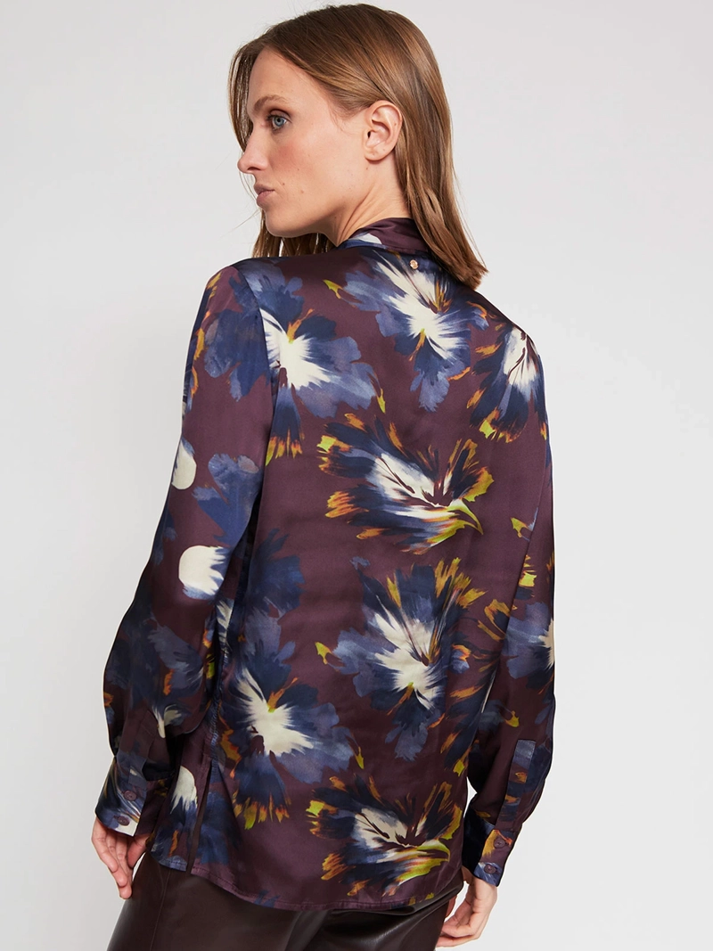 BLUSA MUJER CACHAREL CUELLO EN V MANGA LARGA LAZO - 3