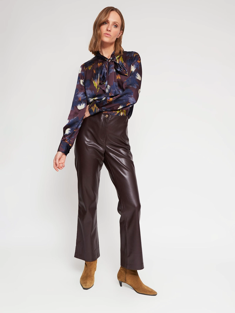 BLUSA MUJER CACHAREL CUELLO EN V MANGA LARGA LAZO - 5