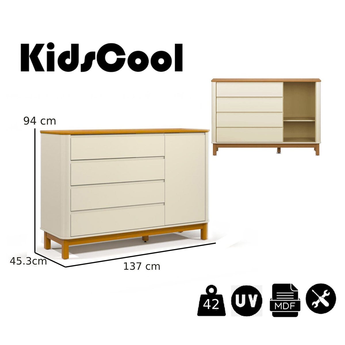 CÓMODA KIDSCOOL FLOW PUERTA BEIGE - 5