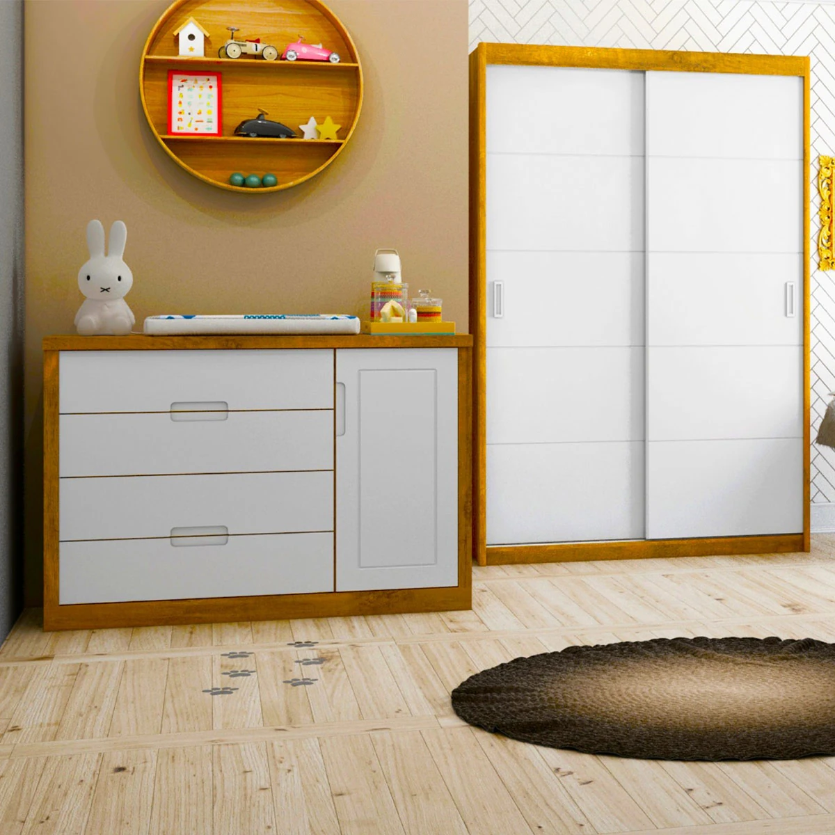 CÓMODA KIDSCOOL TUTTO CON PUERTA BLANCO/CARAMELO - 4